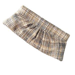 Lauren Merkin Woven Clutch Hand Bag HandBag Purse Bag Neutral Multi Colored